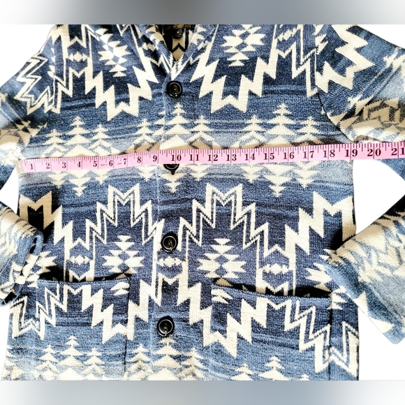 Lucky Brand Unisex Shawl Collar Cardigan Aztec Southwestern 100% Cotton Medium - Picture 10 of 12